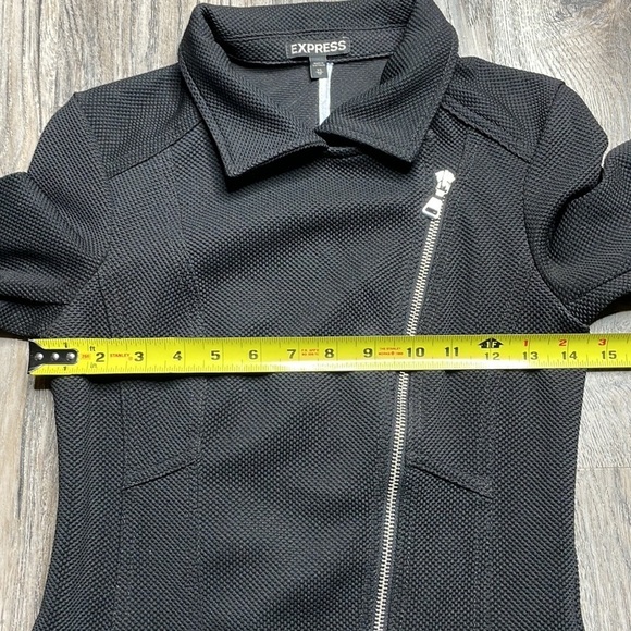 Express Textured Asymmetrical Zipped Moto Jacket, size xs - Picture 6 of 12